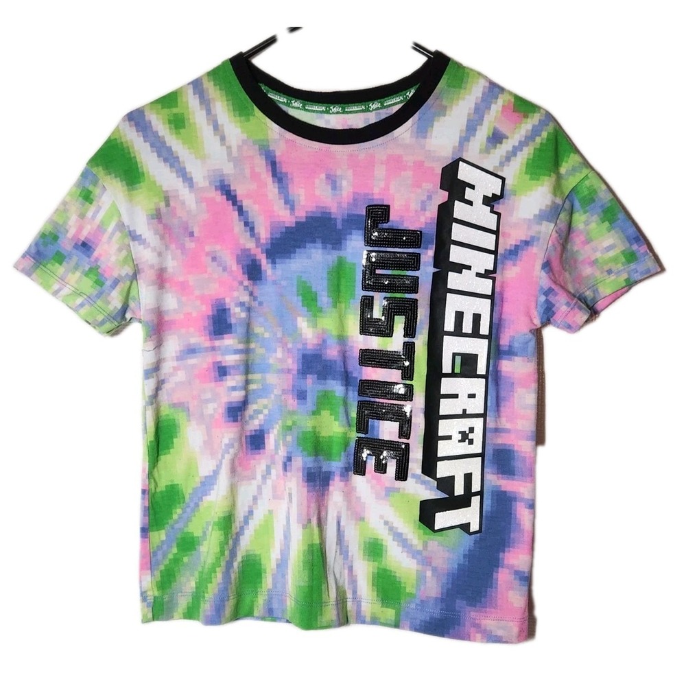 Justice Minecraft T Shirt Size Small Sequins Tie Dye Game Tee Gift‎